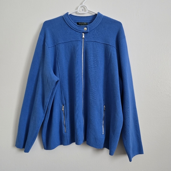 Polo Ralph Lauren Sweaters - Lauren Ralph Lauren Women's 3XL Knit Zip Cardigan Sweater Jacket Blue #184